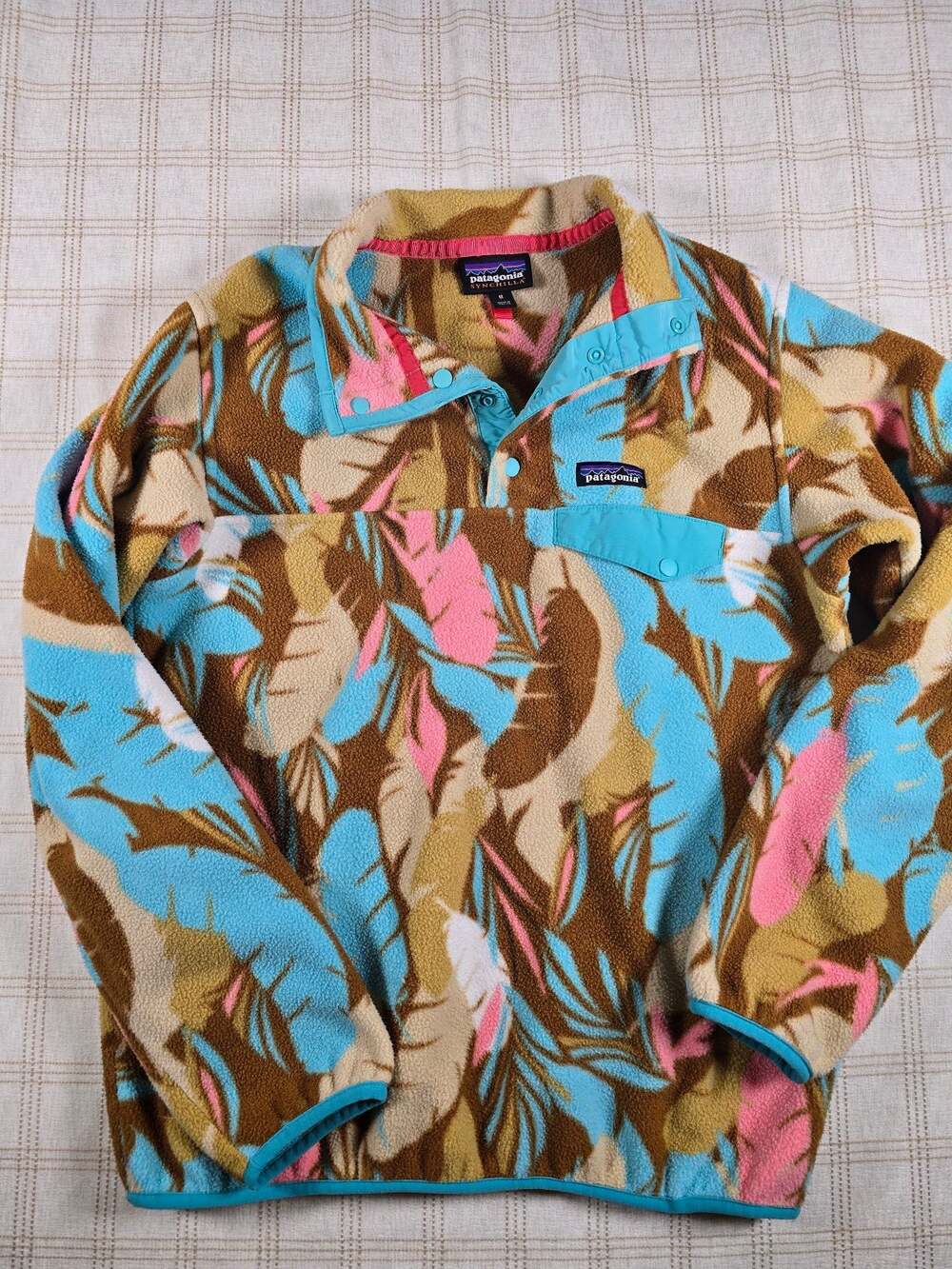 Patagonia Women's Synchilla Snap-T Fleece Pullover Feather Dance Aztec Print Med